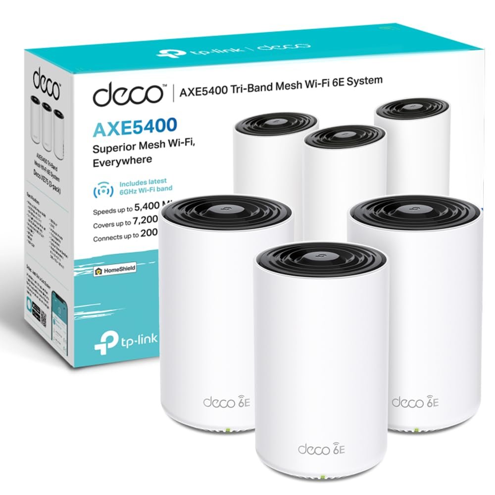 TP-Link Deco XE75 Mesh Wi-Fi 6E | Pack de 3 | AXE5400 Tribanda con Puertos Gigabit