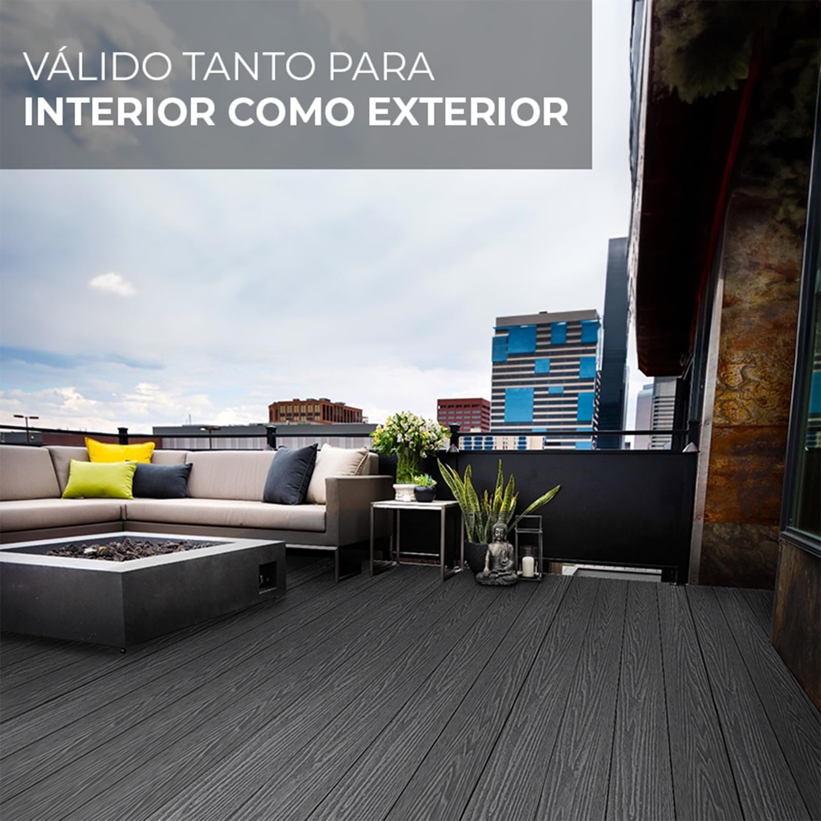 Lama Composite WPC 2,2 m Gris | Tarima Exterior Resistente y Antideslizante