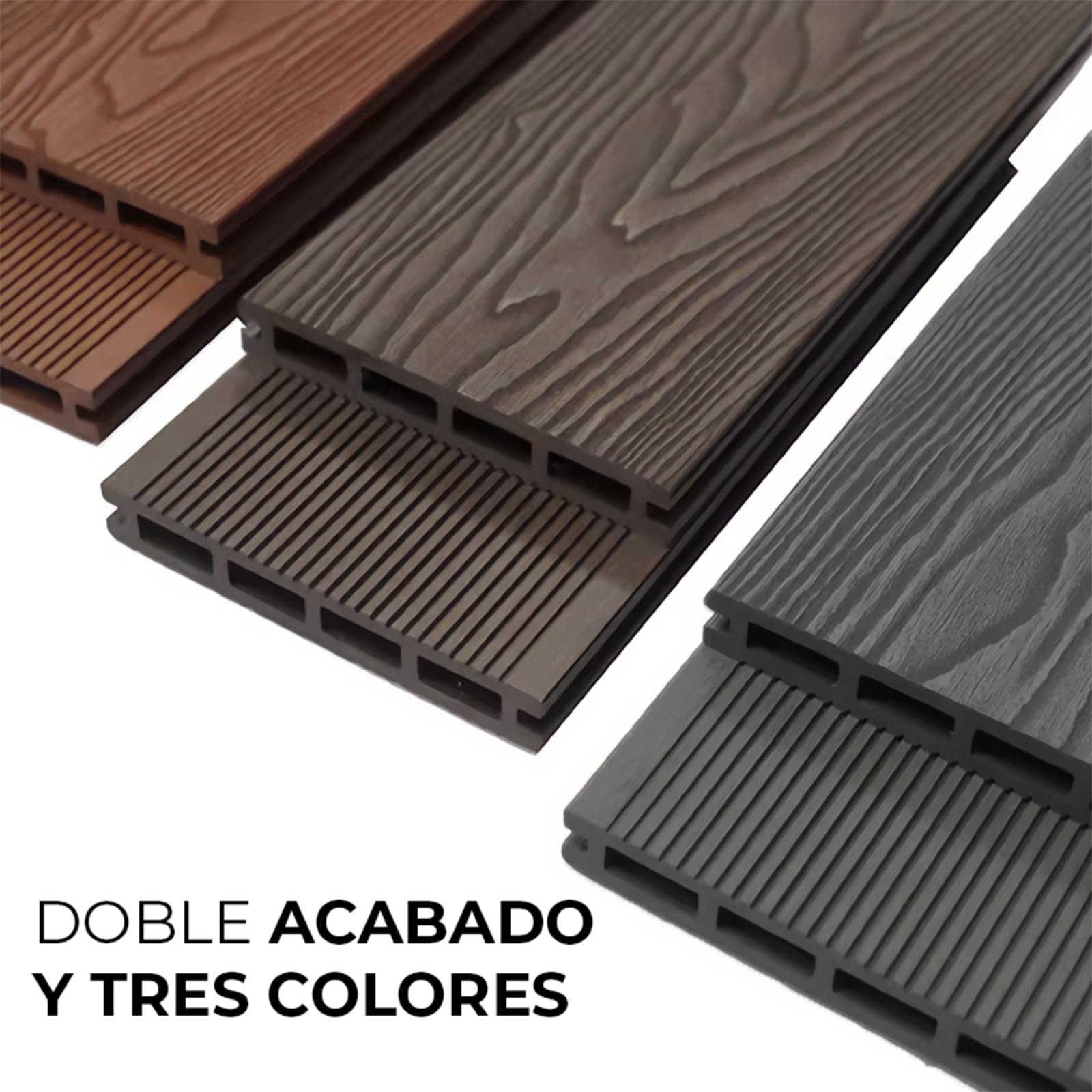 Lama Composite WPC 2,2 m Gris | Tarima Exterior Resistente y Antideslizante