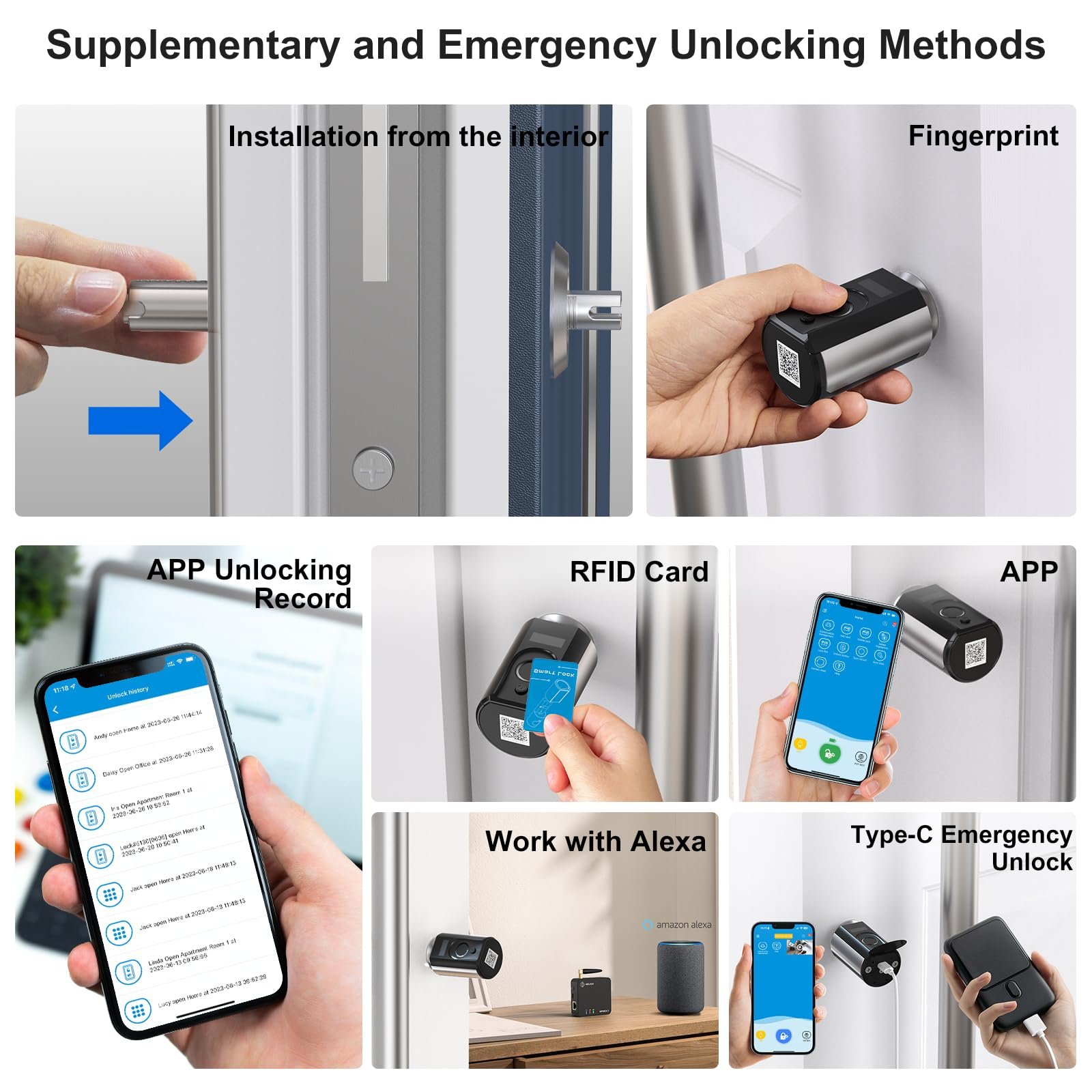 Cerradura inteligente Touch63 con huella digital, RFID, APP y WiFi