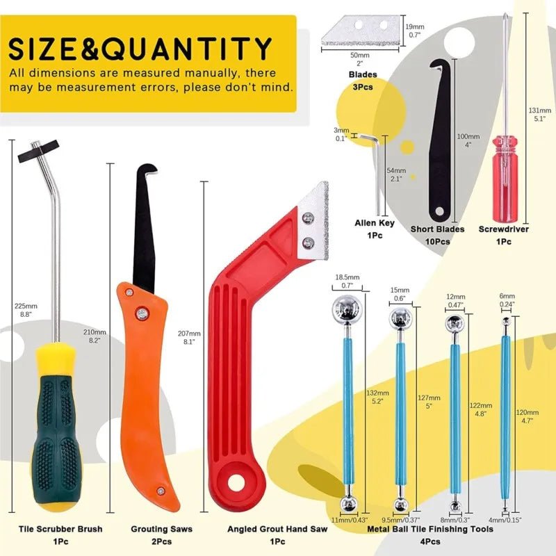 Kit completo de 22 herramientas para eliminar lechada y limpiar juntas - Imagen 3