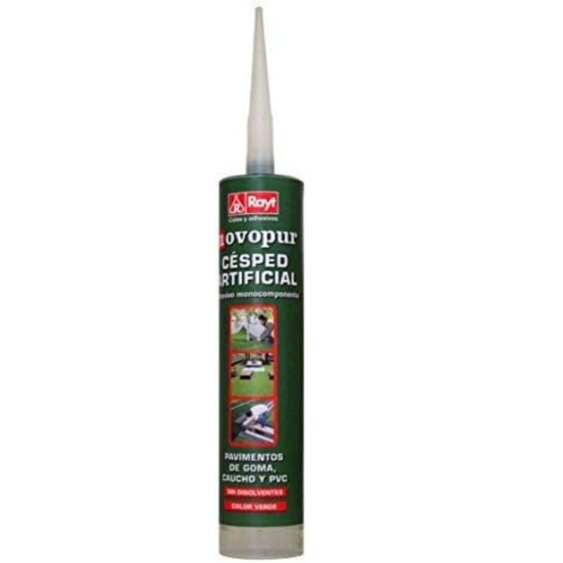 Adhesivo Césped Artificial Rayt 1315-13 | Poliuretano Verde 300 ml Secado Rápido